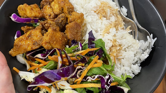 RECIPE: Miso Soy Tofu with Asian Slaw and Rice