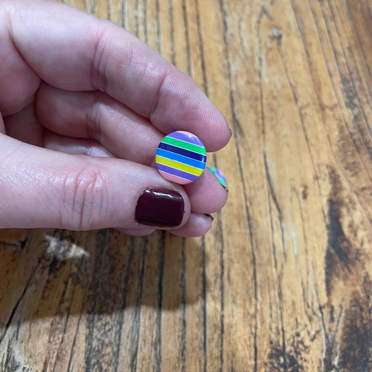 Button, Multi Stripes Resin, 15mm