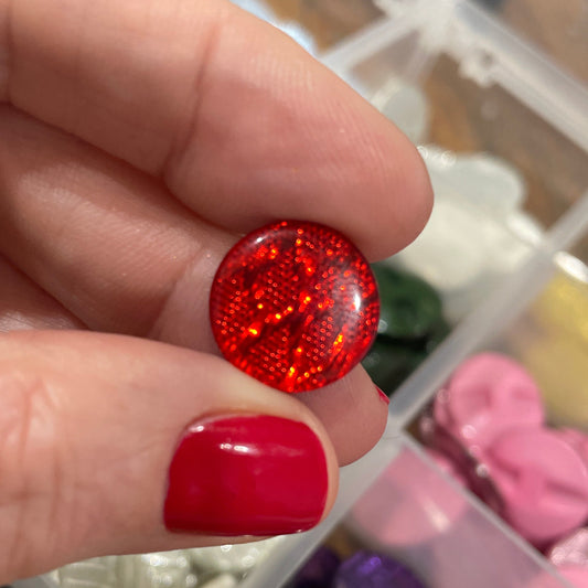 Button, Vintage Red Glitter Snake Skin Acrylic, 15mm