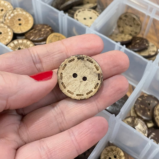 Button, Stitched Coconut, 25mm