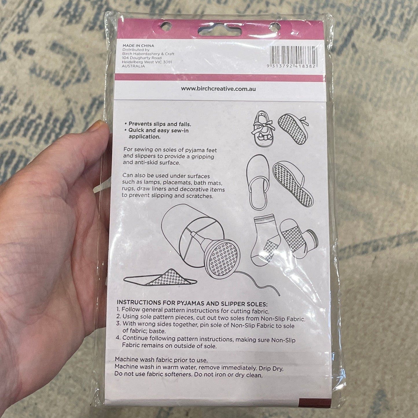 Birch Non Slip Fabric with Grip