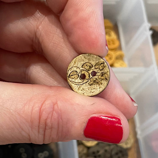 Button, Philodendron Coconut, 15mm