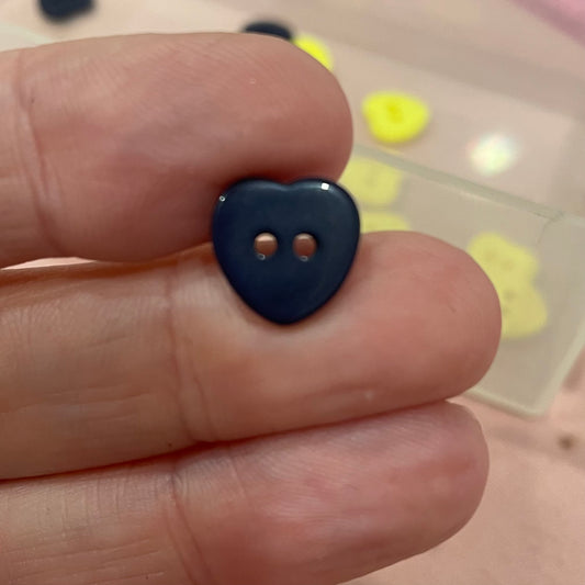 Button, Navy Heart Resin, 10mm