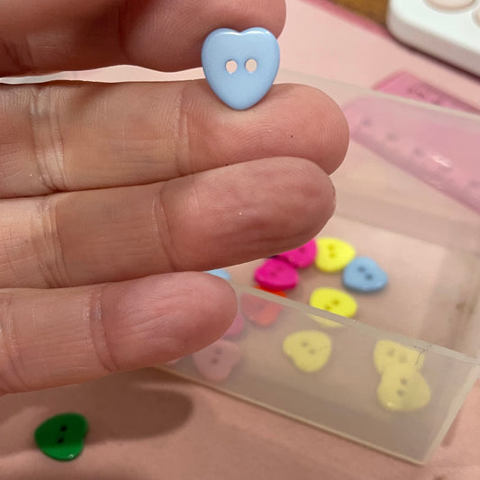 Button, Light Blue Heart Resin, 10mm