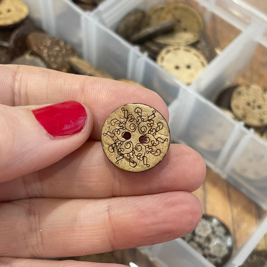 Button, Flambe Coconut, 18mm