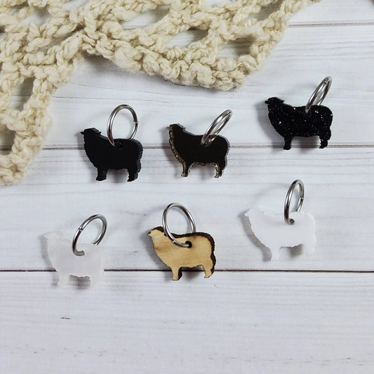 Acrylic Sheep Stitch Marker Set, Ring Style