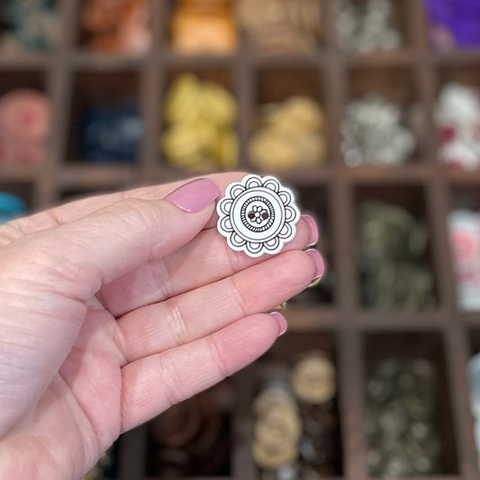 Button, Retro Flower Acrylic, 25mm