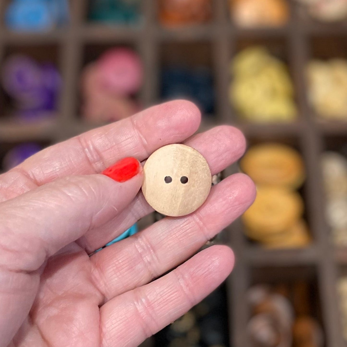 Button, Handmade with Love Pear Wood, 25mm