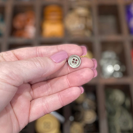 Button, Simple Silver Metal, 13mm