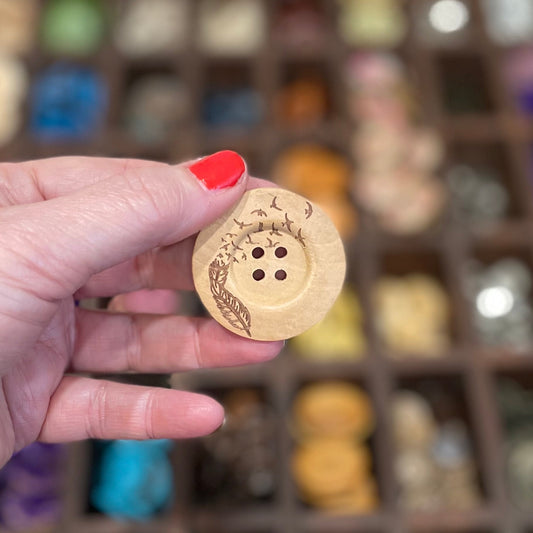 Button, Birds from a Feather Pear Wood, 40mm