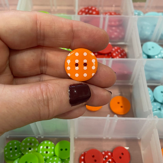 Button, Orange with White Spots Resin, 20mm