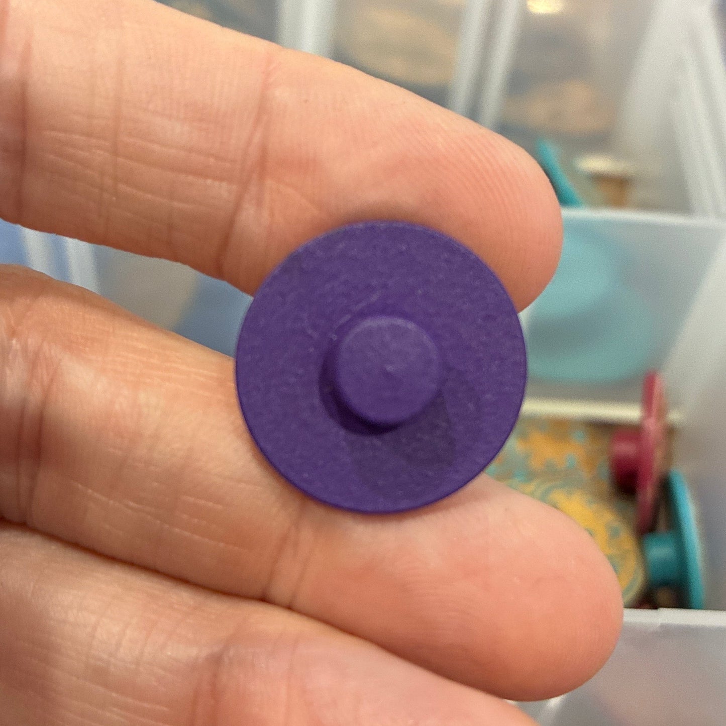 Button, Purple Check Pear Wood, 20mm Shanked