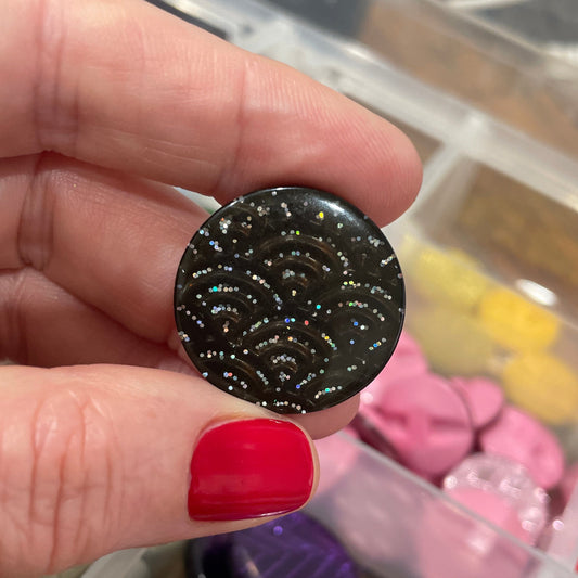 Button, Vintage Multi Glitter Arc Acrylic, 25mm