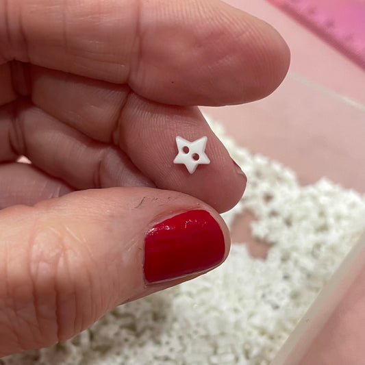 Button, Teeny Tiny White Star Resin, 6mm and 5mm