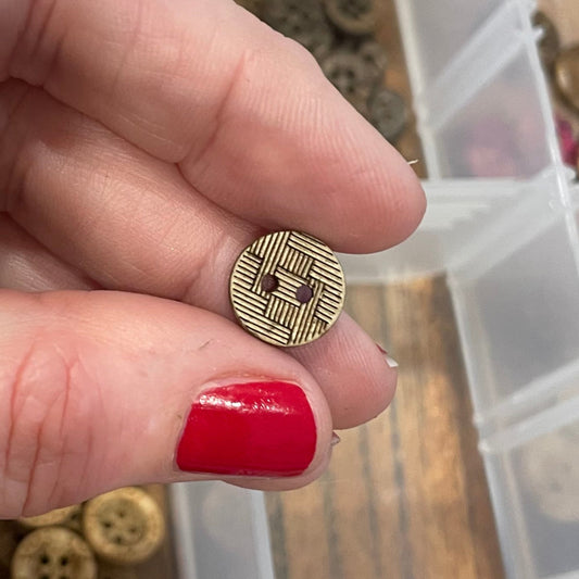 Button, Geo Lines Coconut, 11mm