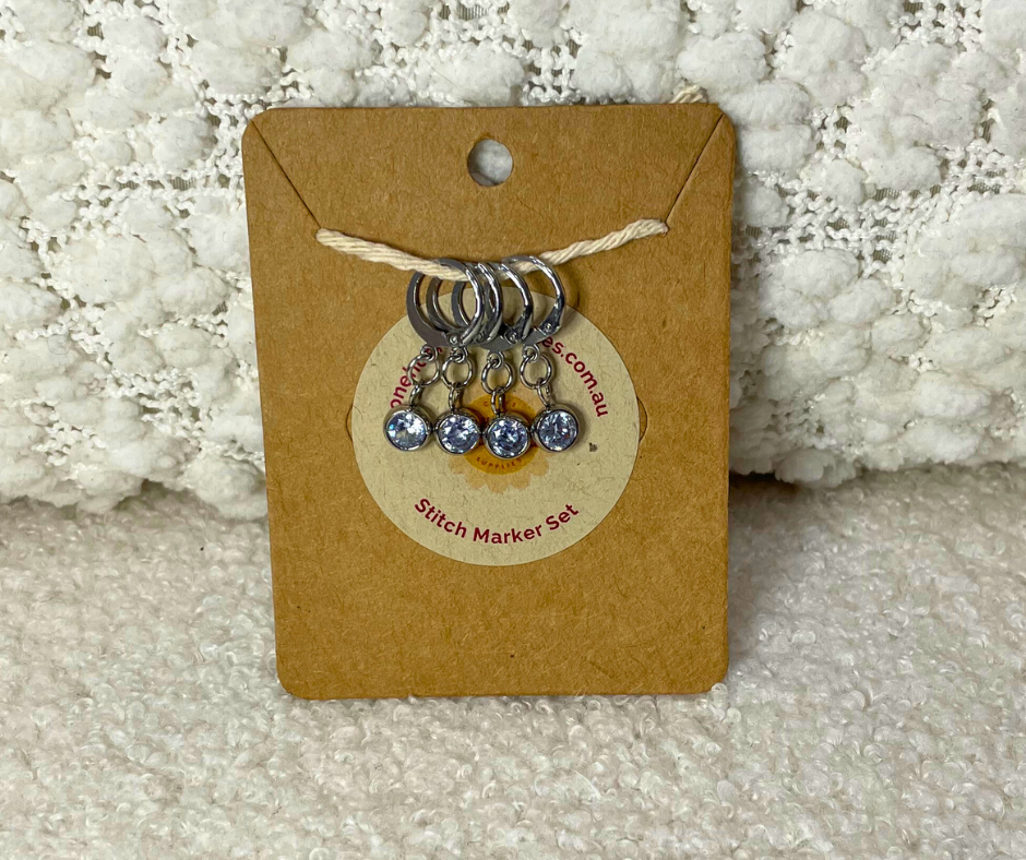 Rhinestone Solitaire Stitch Marker Set, Set of 4