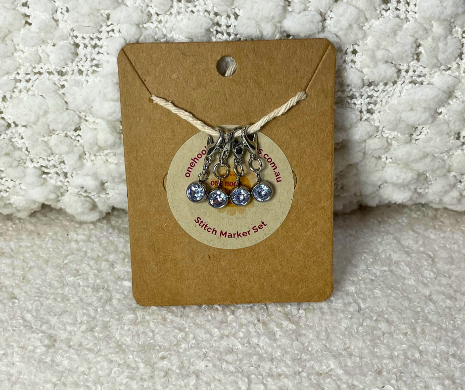 Rhinestone Solitaire Stitch Marker Set, Set of 4