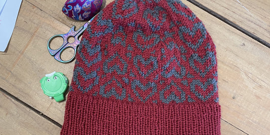 Open Hearted Beanie Test Knit Finished!