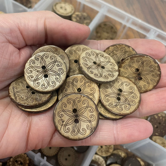 Button, Spiro Coconut, 25mm