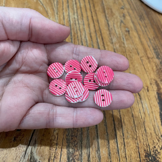 Button, Magenta Striped Resin, 13mm