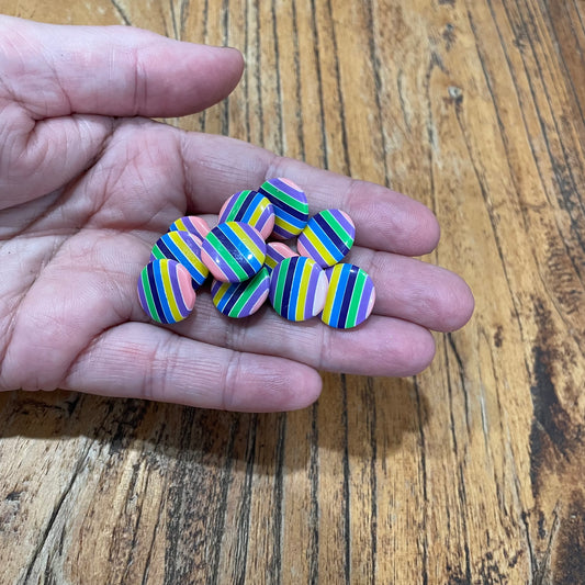 Button, Multi Stripes Resin, 15mm
