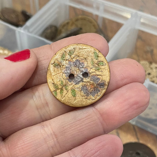 Button, Muted Crocuses Coconut, 25mm