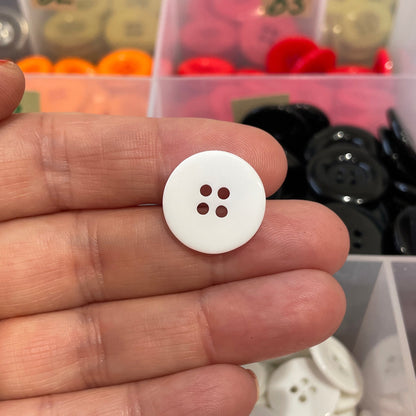 Button, White Flat Ridge Acrylic, 18mm