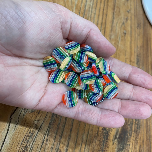 Button, Clear Striped Resin, 13mm