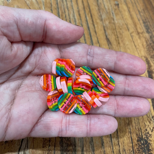 Button, Clear Striped Neon Resin, 13mm