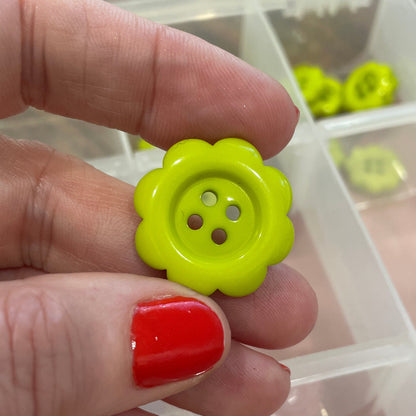 Button, Green Petal Ridge Acrylic, 25mm