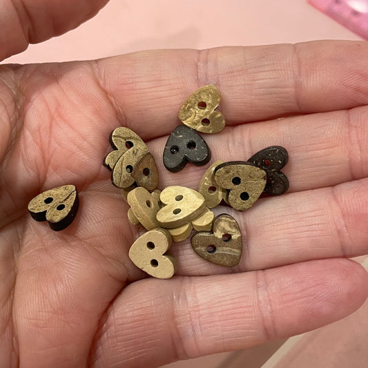 Button, Heart Coconut, 10mm