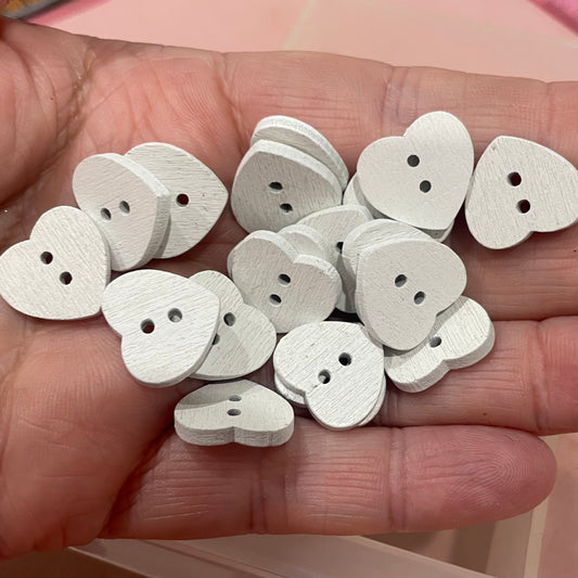 Button, White Heart Pear Wood, 15mm