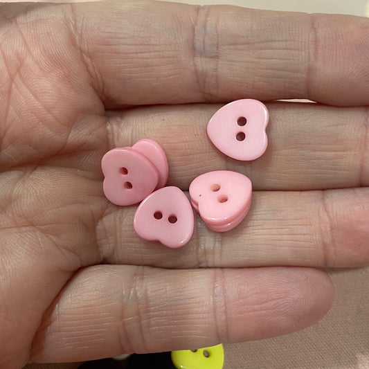 Button, Light Pink Heart Resin, 10mm