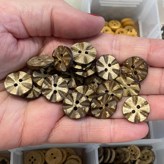Button, Pressed Petal Coconut, 15mm