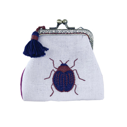 Embroidered Purse Kit, Blue Beetle