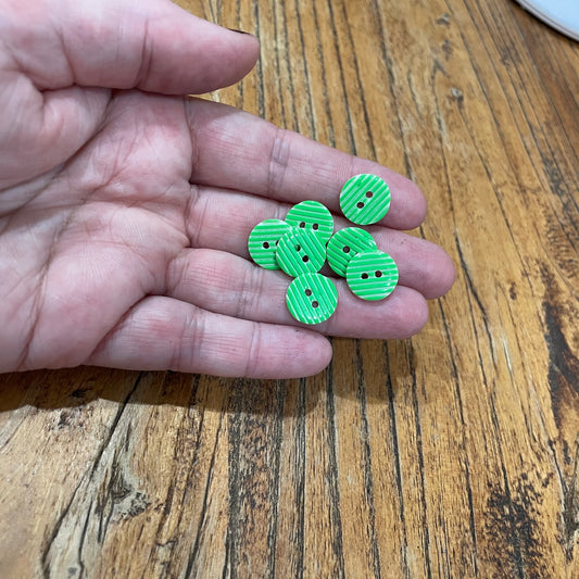 Button, Green Striped Resin, 13mm