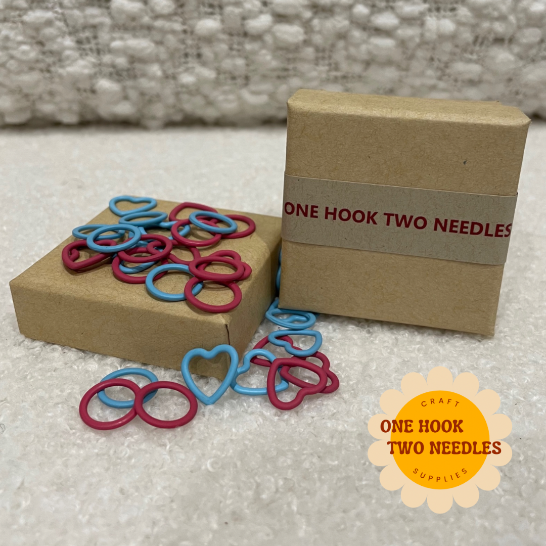 Coloured Stitch Marker Set, Rings and Hearts