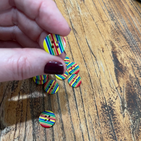 Button, Rainbow Allsorts Resin, 15mm