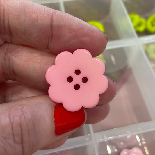 Button, Pink Petal Ridge Acrylic, 25mm