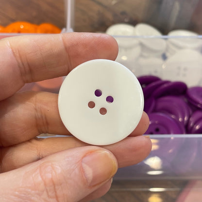 Button, White Wide Ridge Acrylic, 34mm