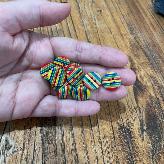 Button, Rainbow Allsorts Resin, 15mm