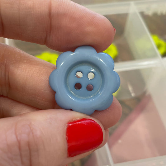 Button, Cornflower Blue Petal Ridge Acrylic, 25mm