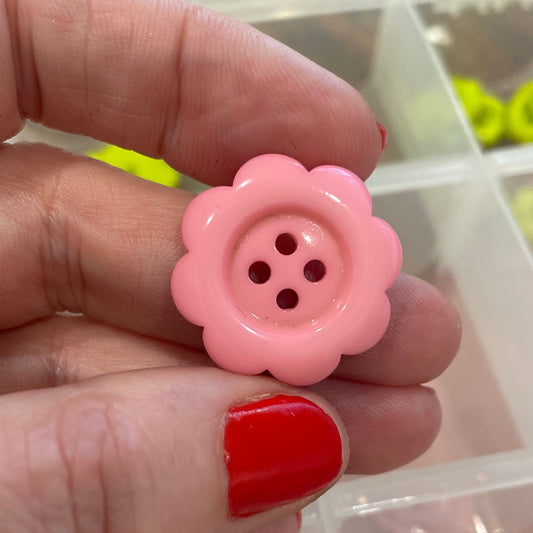 Button, Pink Petal Ridge Acrylic, 25mm