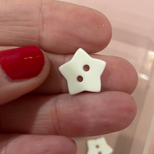 Button, White Star Resin, 14mm