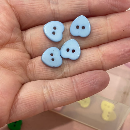 Button, Light Blue Heart Resin, 10mm
