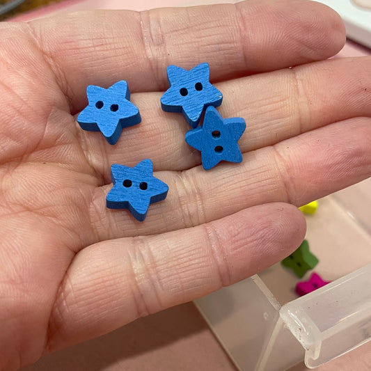 Button, Blue Star Pear Wood, 13mm