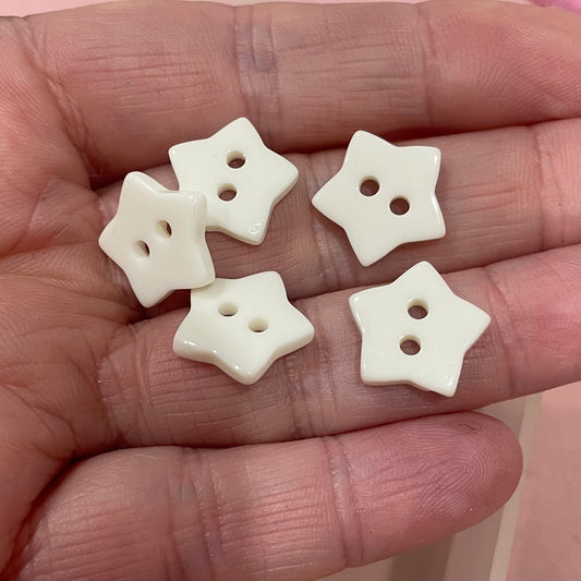 Button, White Star Resin, 14mm