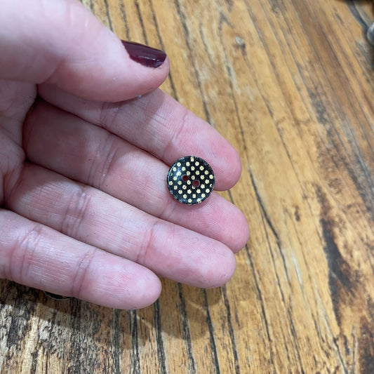 Button, Black Gold Spots Resin, 13mm