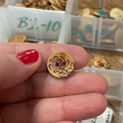 Button, Rose Pear Wood, 15mm