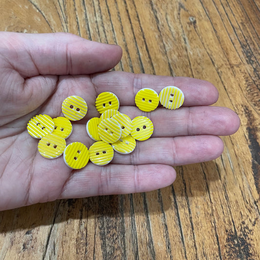 Button, Yellow Striped Resin, 13mm